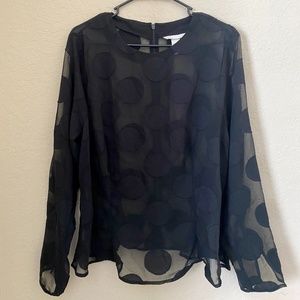 H&M Long Sleeve Polka Dot Sheer Blouse